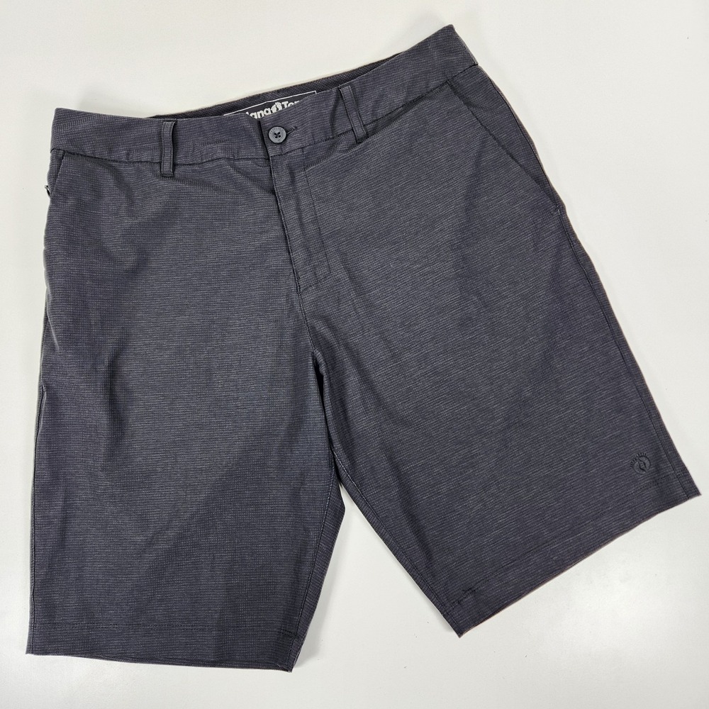 Hurley Flat Front Casual Shorts Men's 32 Textured Charcoal Gray Zip Pockets